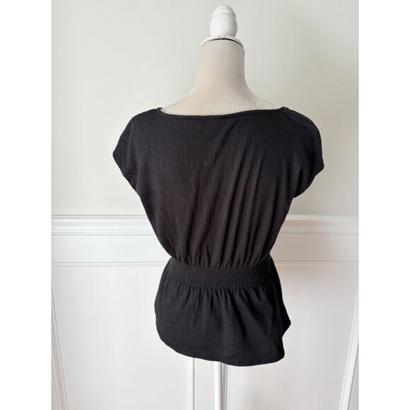 Old Navy Smocked Waist Top Black M - Picture 5 of 7